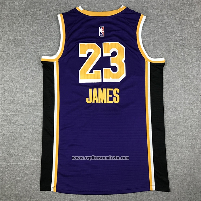 Camiseta Los Angeles Lakers Lebron James #23 Statement 2020 Final Bound Violeta